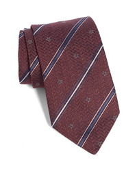 Burgundy Vertical Striped Silk Tie