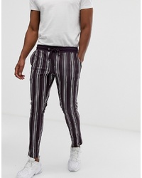 Burgundy Vertical Striped Sweatpants