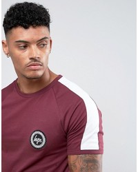 Hype T Shirt In Burgundy With Sleeve Stripe