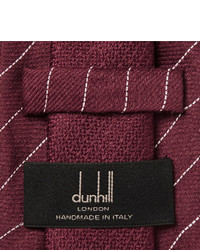 Dunhill 8cm Striped Linen And Mulberry Silk Blend Tie