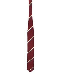 Barneys New York Diagonal Striped Knit Necktie Burgundy