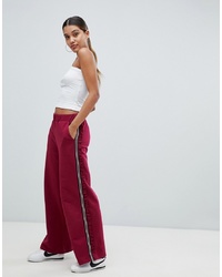 ASOS DESIGN Wide Leg Jogger With Side Tape And Frill