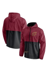 FANATICS Branded Wineblack Cleveland Cavaliers Anorak Block Party Windbreaker Half Zip Hoodie Jacket In Red At Nordstrom