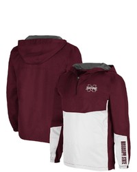 Colosseum Maroon Mississippi State Bulldogs Freeway Theory Quarter Zip Anorak Hoodie At Nordstrom