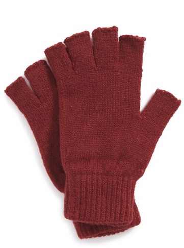 maroon fingerless gloves