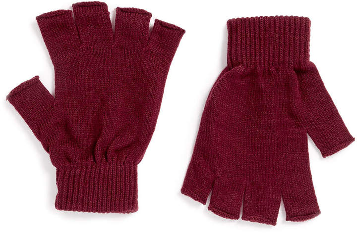 maroon fingerless gloves