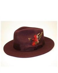 Ferrecci Burgundy Wool Fedora Hat