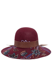 Etro Floral Hand Embroidered Wool Hat