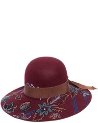 Etro Floral Hand Embroidered Wool Hat