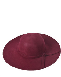 Choies Oversized Felt Fedora Hat In Wine Red