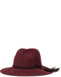 Sensi Studio Leather And Feather Trimmed Wool Felt Hat