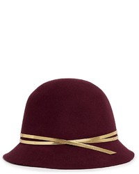 Sensi Studio Mirror Leather Band Wool Felt Cloche Hat
