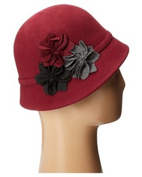 Scala Wool Felt Cloche With Assorted Flowers Caps
