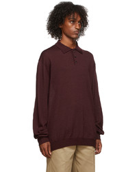 Maison Margiela Burgundy Wool Patch Polo