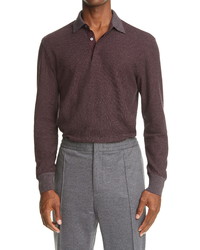 Ermenegildo Zegna Cotton Wool Long Sleeve Polo Shirt