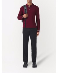 Burberry Long Sleeve Icon Stripe Detail Wool Polo Shirt