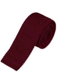Charles Tyrwhitt Burgundy Wool Knitted Handmade Slim Tie