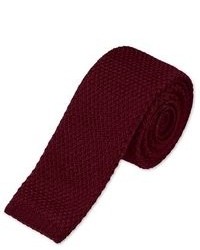 Charles Tyrwhitt Burgundy Wool Knitted Handmade Slim Tie