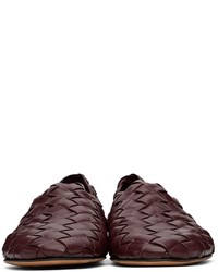 Bottega Veneta Burgundy Intrecciato Slider Loafers