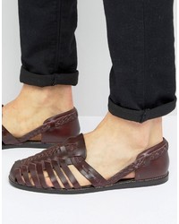 Burgundy Woven Leather Sandals