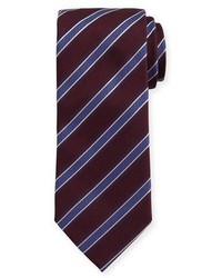 Eton Woven Twill Stripe Silk Tie Burgundyblue