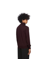 Brioni Burgundy Wool Half Zip Sweater