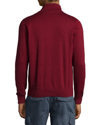 Lacoste Half Zip Knit Pullover Sweater Dark Red