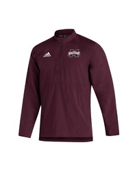 adidas Maroon Mississippi State Bulldogs 2021 Sideline Roready Quarter Zip Jacket