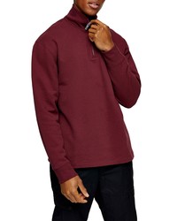 Topman Quarter Zip Cotton Blend Sweatshirt