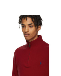 Polo Ralph Lauren Red Wool Half Zip Sweater