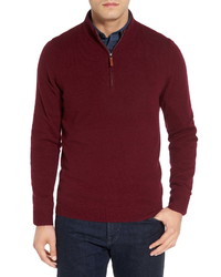 Burgundy Zip Neck Sweaters for Men | Lookastic