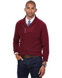 Nautica Shawl Collar Asymmetrical Zipper Sweater