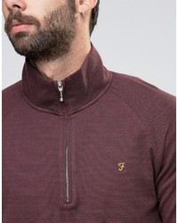 Farah Sweatshirt With 14 Zip In Regular Fit Port