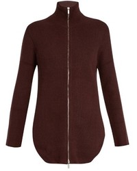 Raey Ry Zip Through Ribbed Knit Cashmere Sweater
