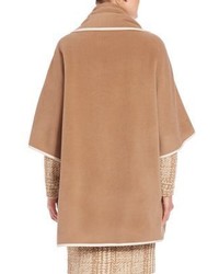 Akris Punto Contrast Piping Wool Cashmere Cape