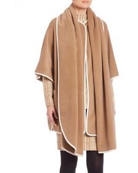 Akris Punto Contrast Piping Wool Cashmere Cape