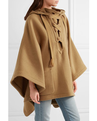 Chloé Iconic Hooded Wool Blend Cape Camel