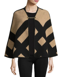 Burberry Check Wool Blend Blanket Poncho Camel