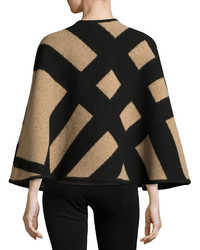 Burberry Check Wool Blend Blanket Poncho Camel
