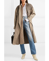 Preen by Thornton Bregazzi Hannah Layered Cotton Twill And Prince Of Wales Checked Wool Canvas Coat