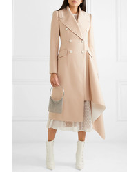 Alexander McQueen Asymmetric Double Breasted Frayed Wool And Cashmere Blend Coat