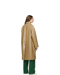Plan C Beige Patent Single Breasted Coat