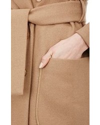 Carven Belted Double Breasted Coat Nude