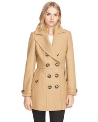 Burberry Brit Dillsmead Double Breasted Skirted Wool Blend Coat