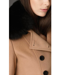 Burberry Pleat Detail Wool Cashmere Coat