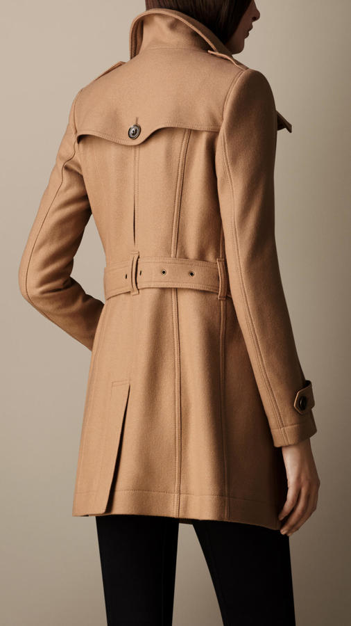 Burberry Short Double Wool Twill Trench Coat, $1,095 | Burberry | Lookastic