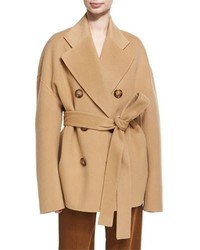 Acne Studios Claar Double Breasted Wool Cashmere Coat Camel
