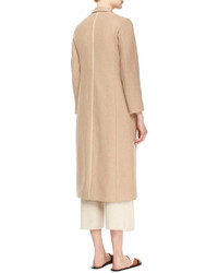 The Row Classic Fitted Zip Long Coat Camel Melange