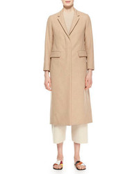 The Row Classic Fitted Zip Long Coat Camel Melange