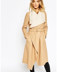 Asos Collection Coat With Waterfall Front And Belt